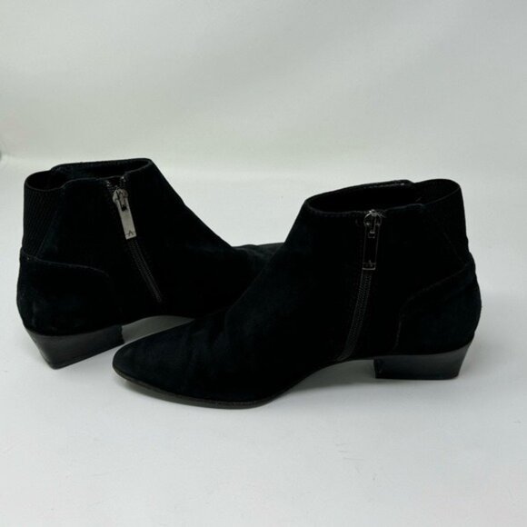 Aquatalia Black Suede Ankle Boots Block Heel Zipper Pointed Toe Size 7.5 - Picture 7 of 16